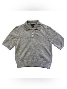 House of Harlow 1960 Gray Wool Short-sleeve Polo Sweater size M